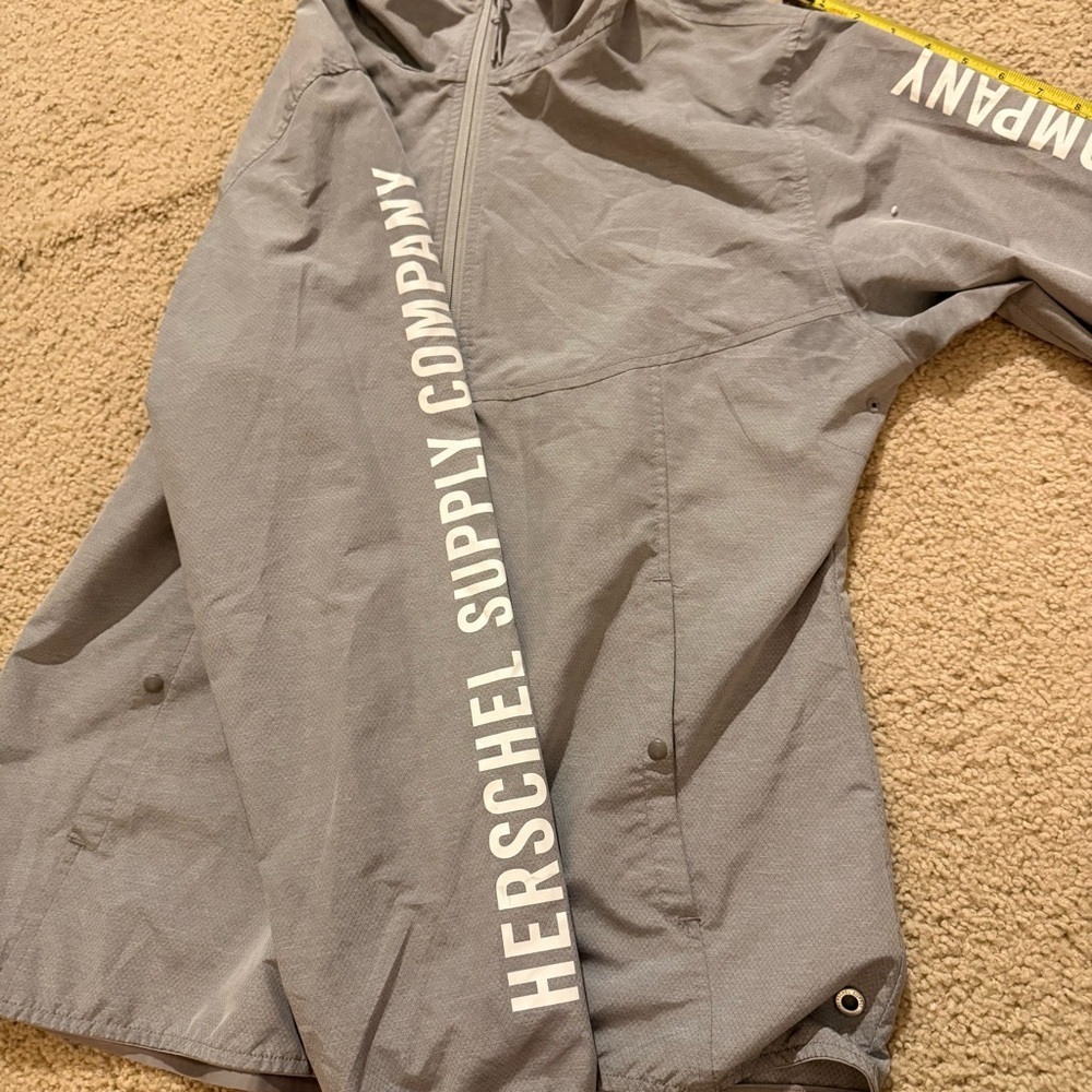 Herschel Supply Co Hooded Windbreaker Jacket Gray XL Lightweight Zip Up - Picture 7 of 10
